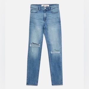 New Look NWT! Men Blue Mid Wash Ripped Knee Skinny Stretch Jeans Size 32